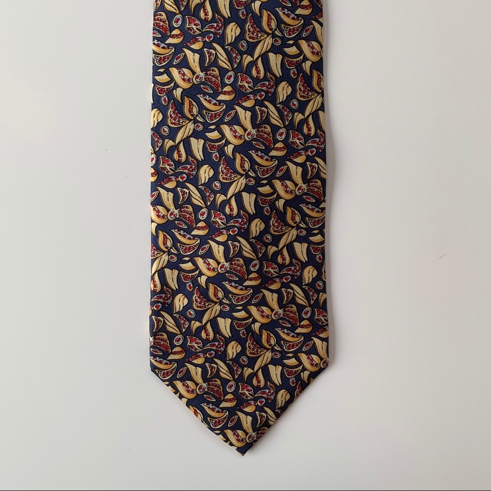 Christian Dior Monsieur Blue Pattern Mens Tie - Picture 3 of 6